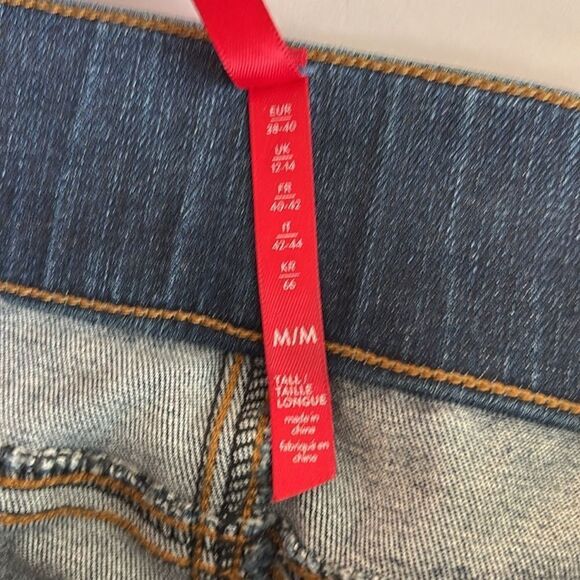 Spanx Blue Distressed Pull-On Ankle Skinny Jeans Raw Hem Size Medium Tall - Picture 11 of 13